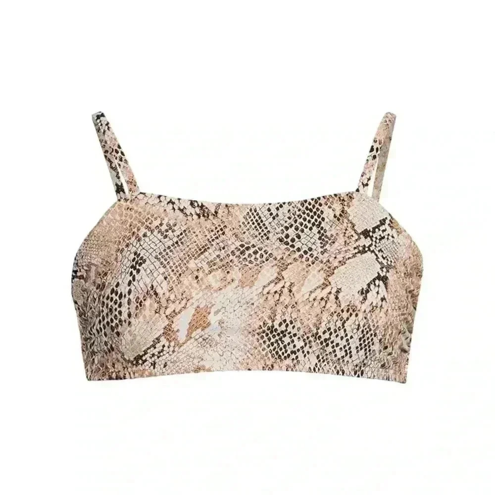 Time and Tru Women’s Faux Snake Print Bralette Bikini Top Size Small
